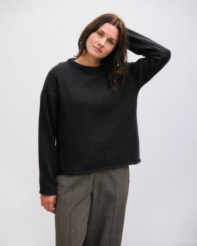 Relaxed Knit Sweatshirt Black