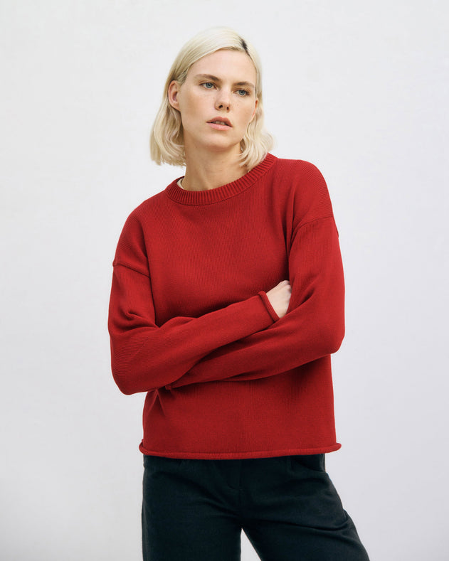 Relaxed Knit Sweatshirt Washed Burgundy