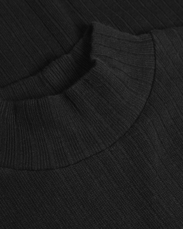 Heavy Ribbed Mockneck Dress Black