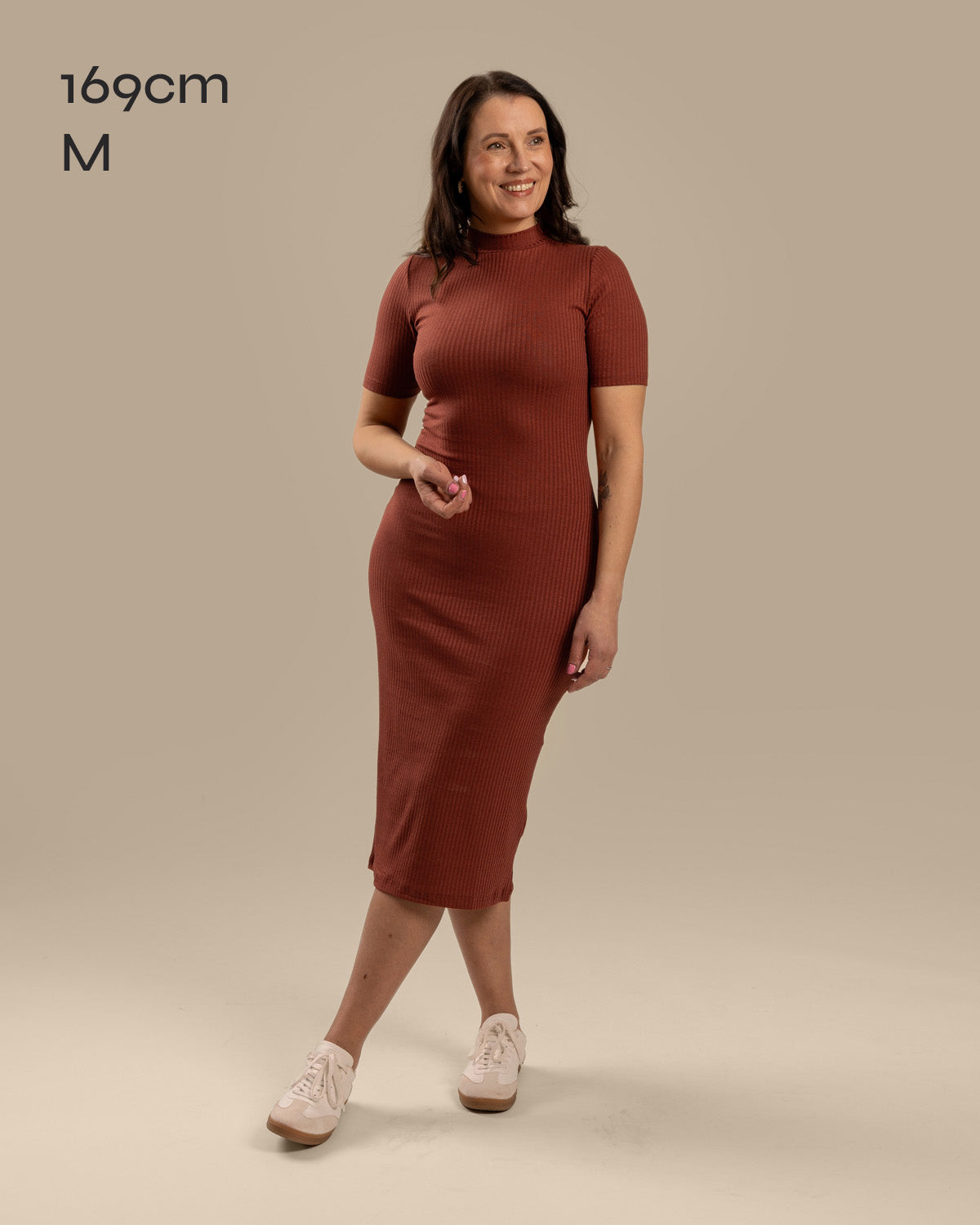 Ribbed T-Shirt Dress Mahogany