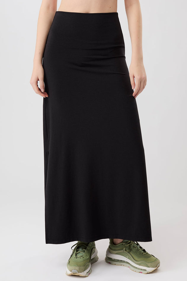 Roll Over Skirt Black
