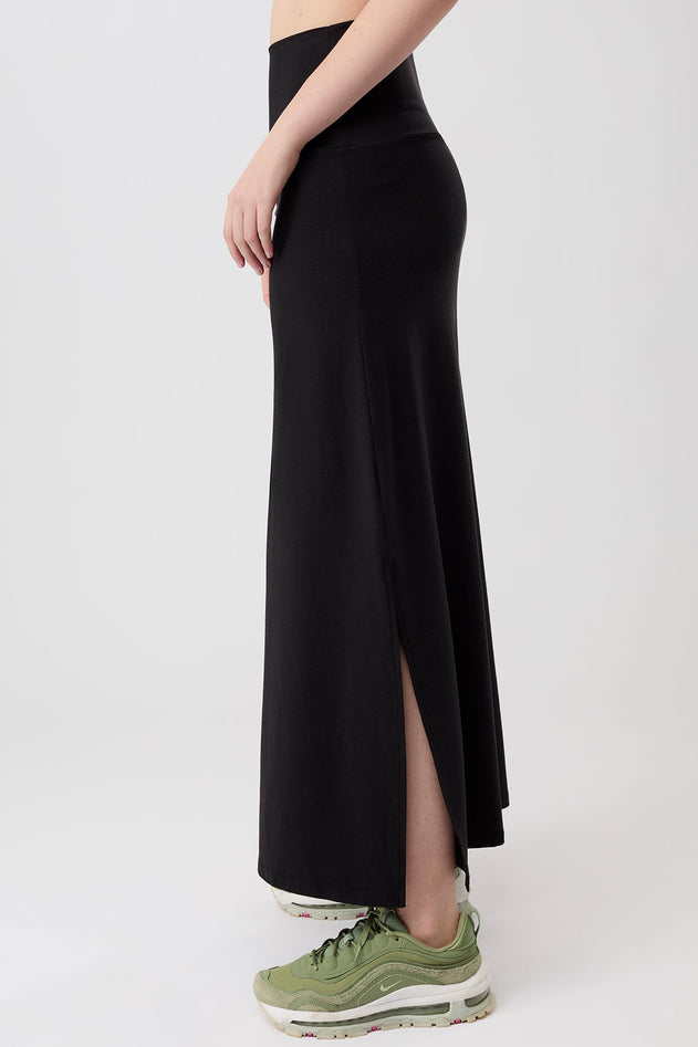 Roll Over Skirt Black