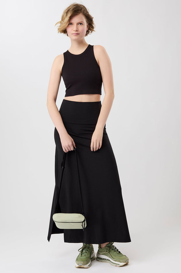 Roll Over Skirt Black