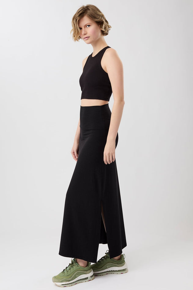 Roll Over Skirt Black