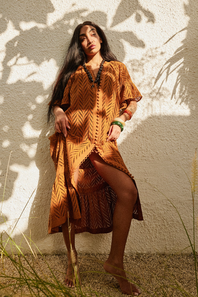 Solstice Midi Dress Rust