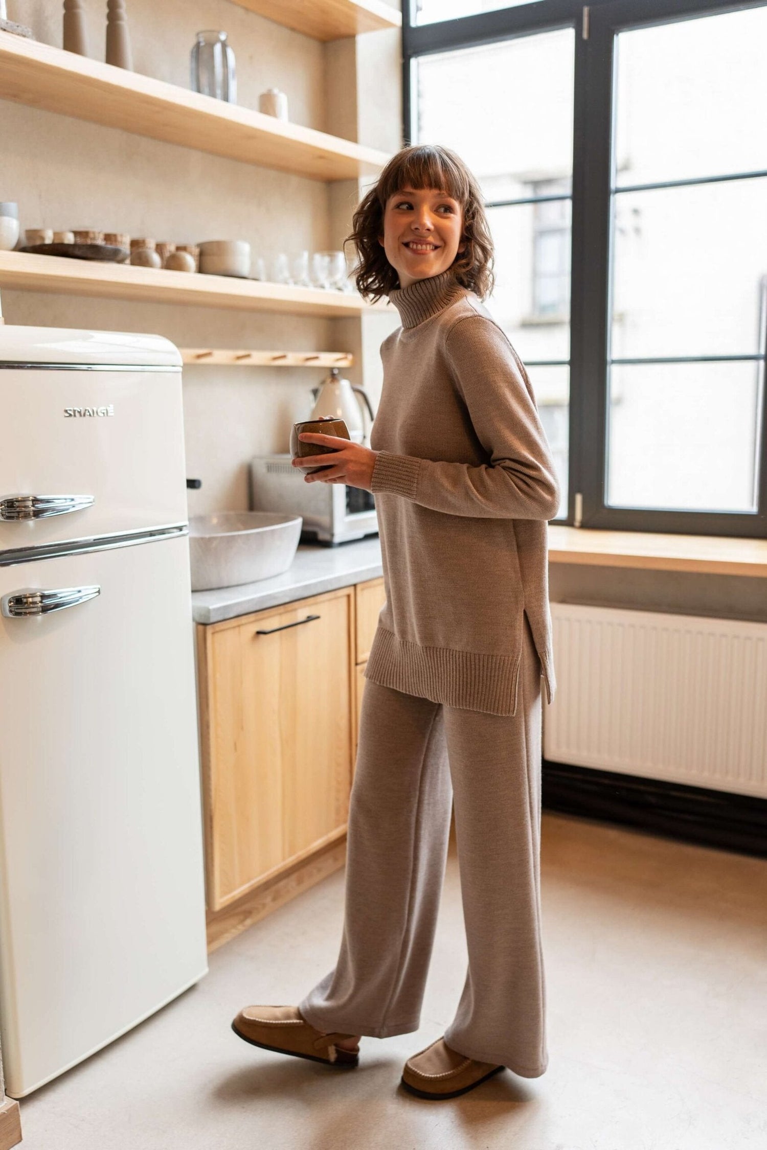 Merino Wool Wide-Leg Knitted Pants