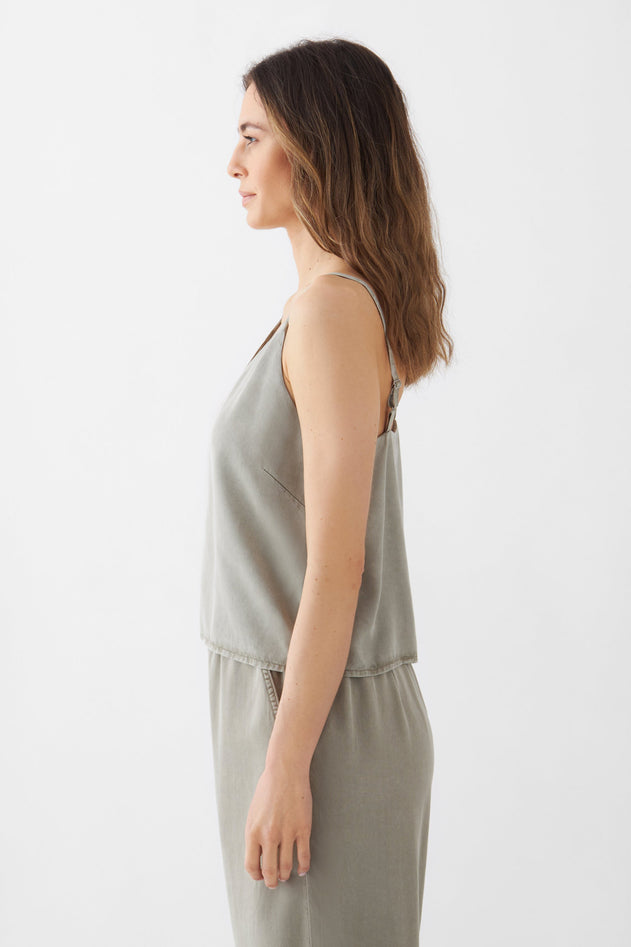 Spring Sleeveless Top Olive Green