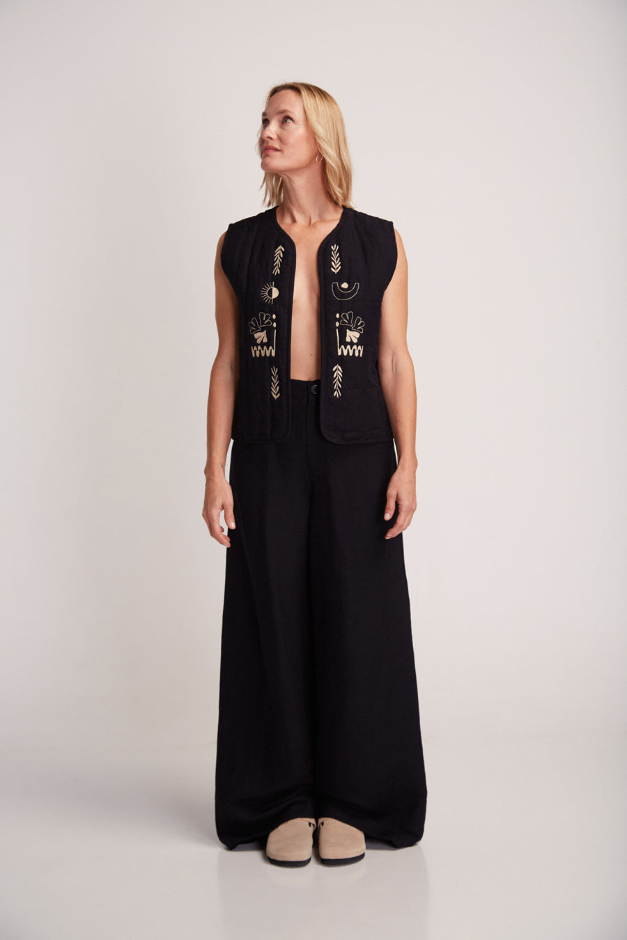 Aneto Padded Vest With Front Embroidery