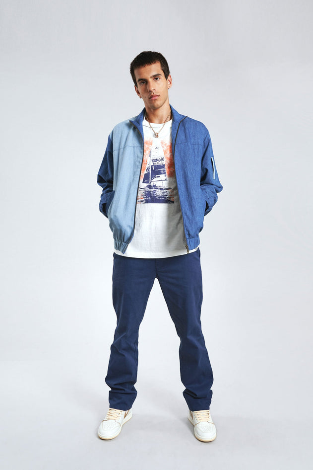 Tobias Linen Jacket Patchwork Blue