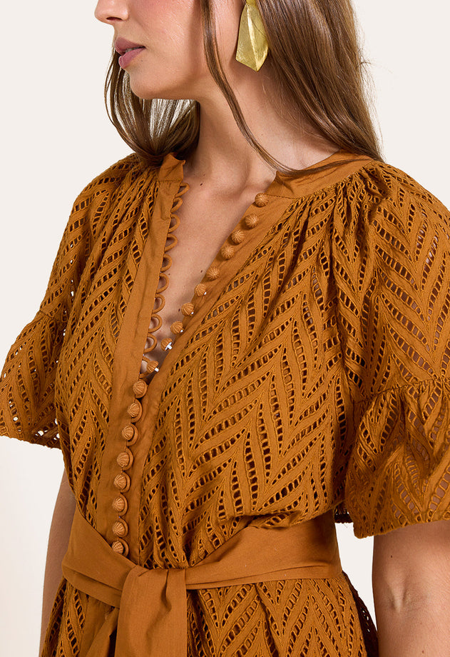 Solstice Midi Dress Rust