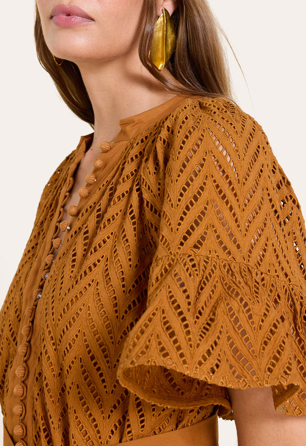Solstice Midi Dress Rust