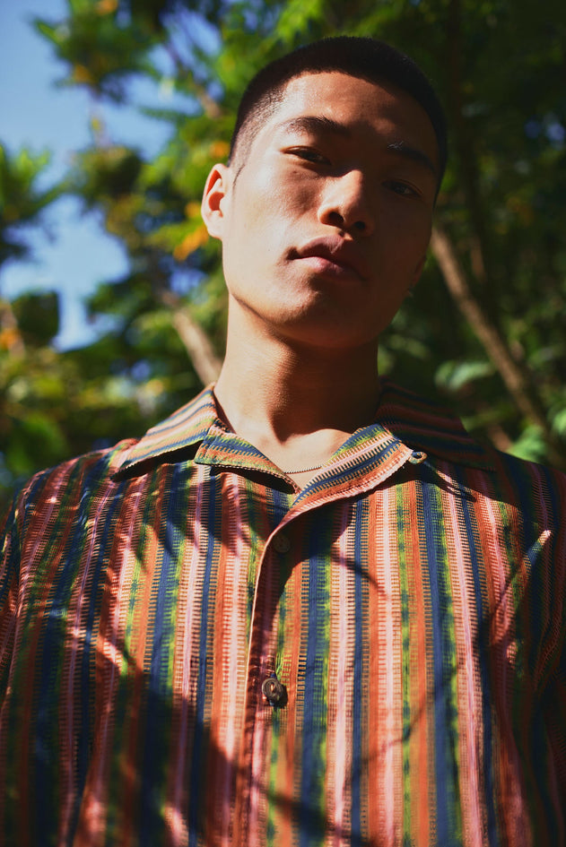 Spindrift Cotton Shirt Weave Stripe Green