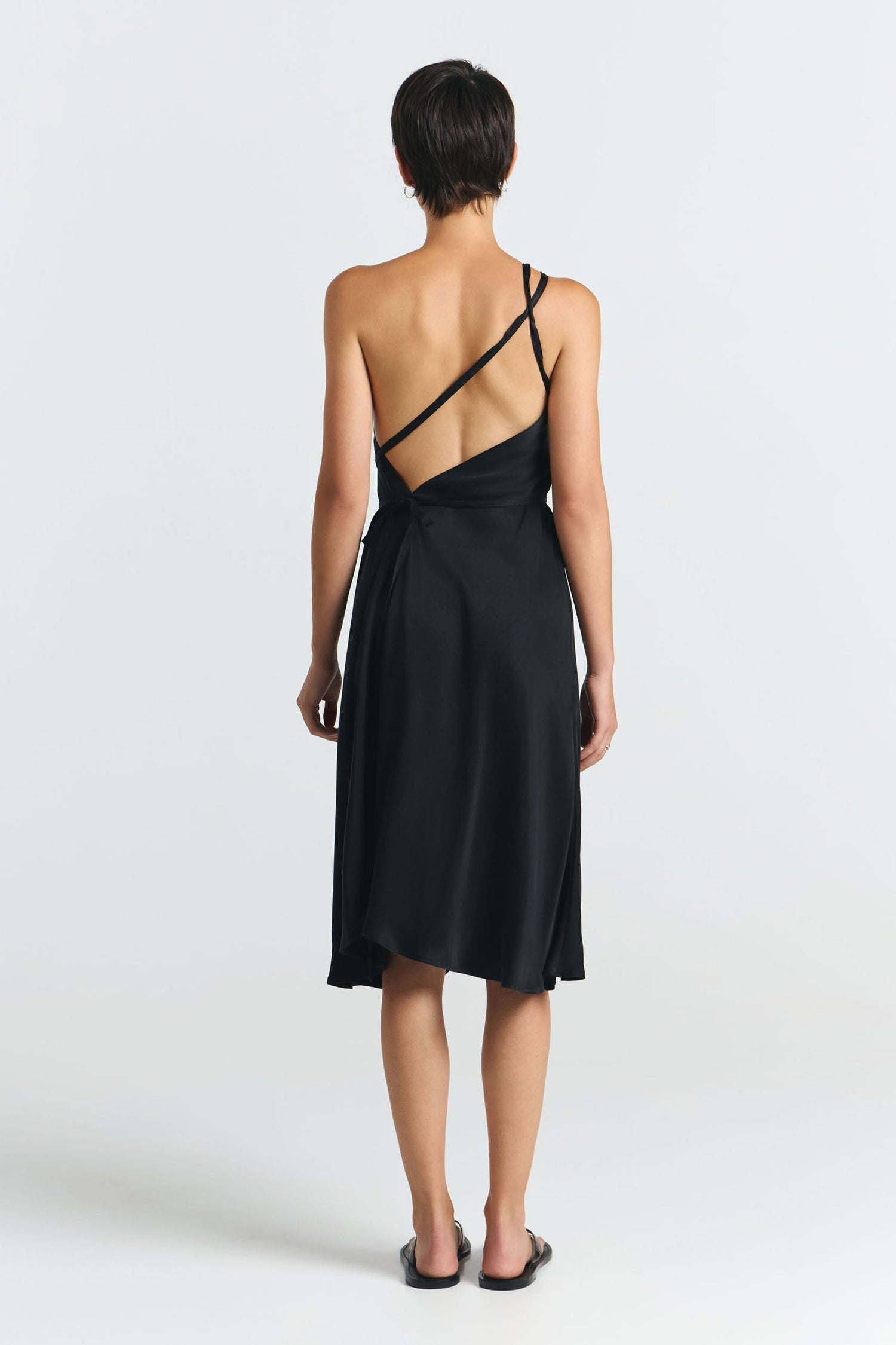 Multiposition Short Cupro Dress Black