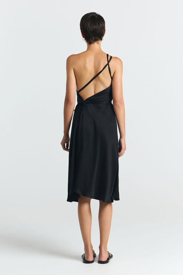 Multiposition Short Cupro Dress Black