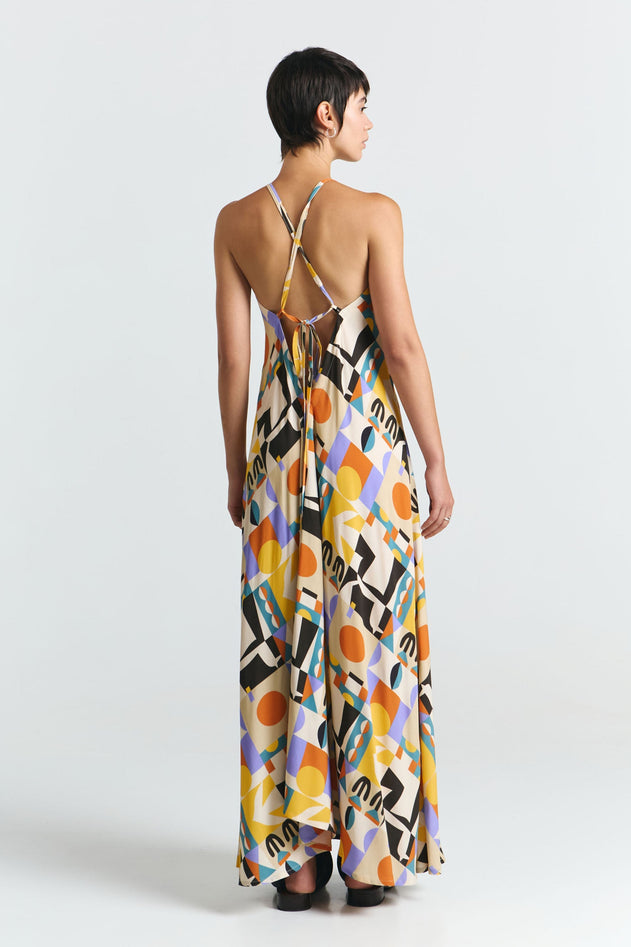 Multiposition Midi Viscose Dress Vibes Print