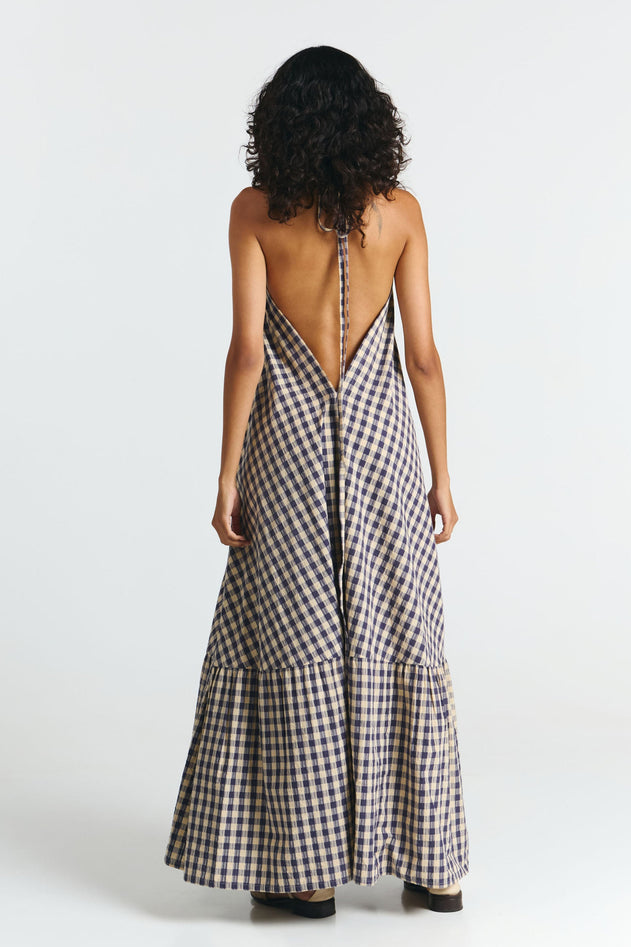 Multiposition Long Cotton Dress Check