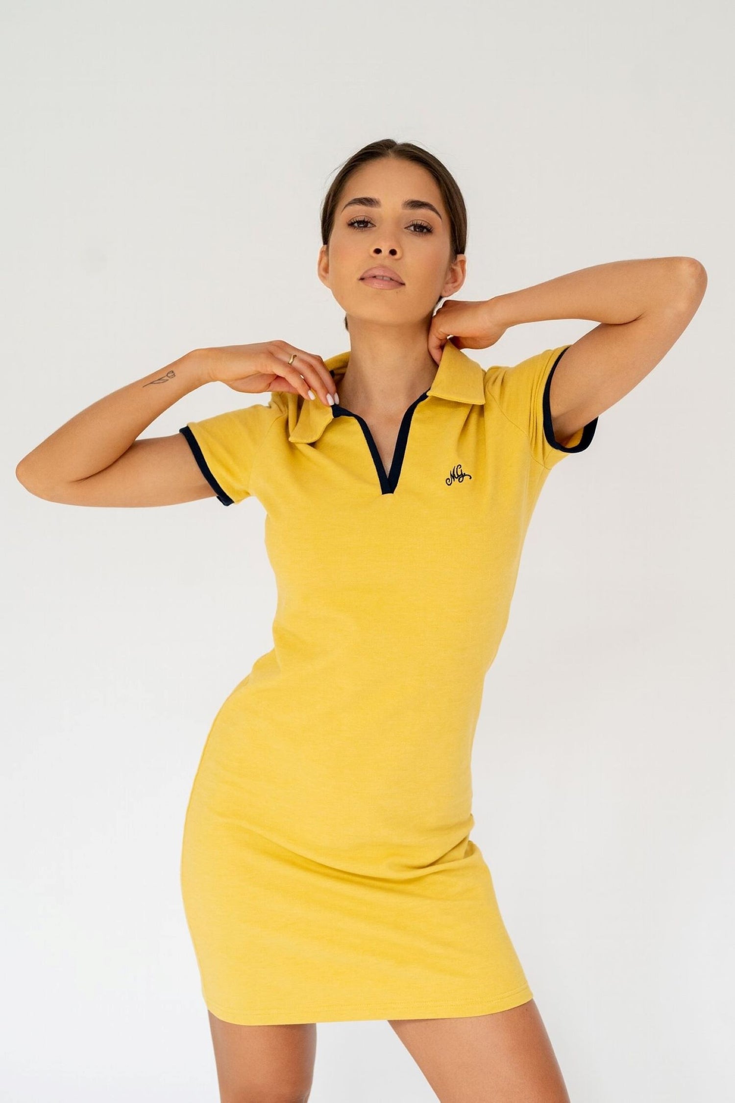 Pique Polo Dress Yellow