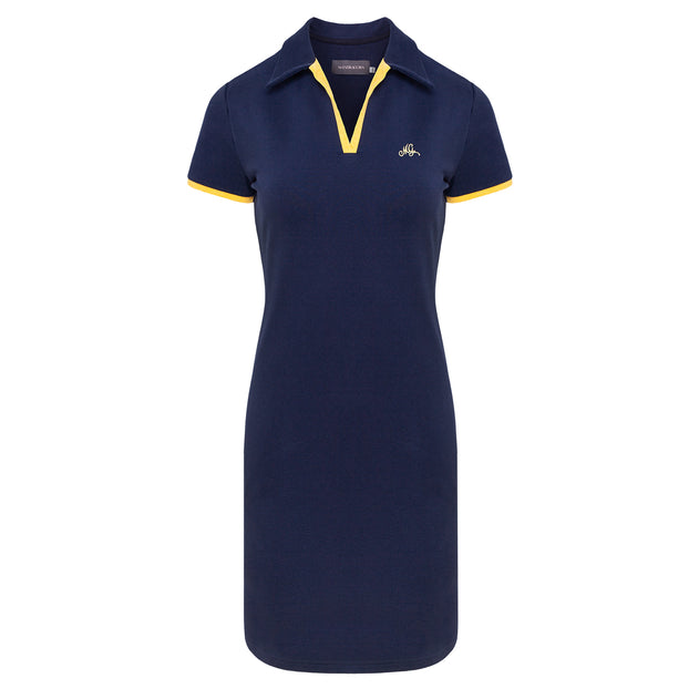 Pique Polo Dress Navy Blue