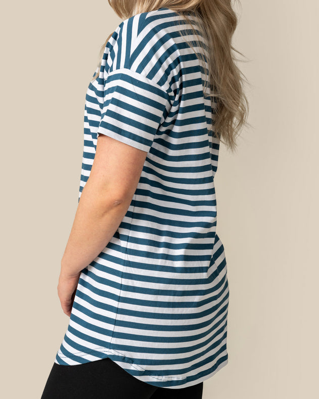Toive Long T-Shirt Petrol Stripe