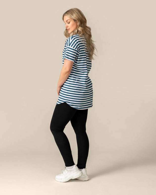 Toive Long T-Shirt Petrol Stripe