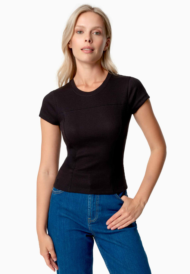 Tillda Ribbed T-Shirt Black