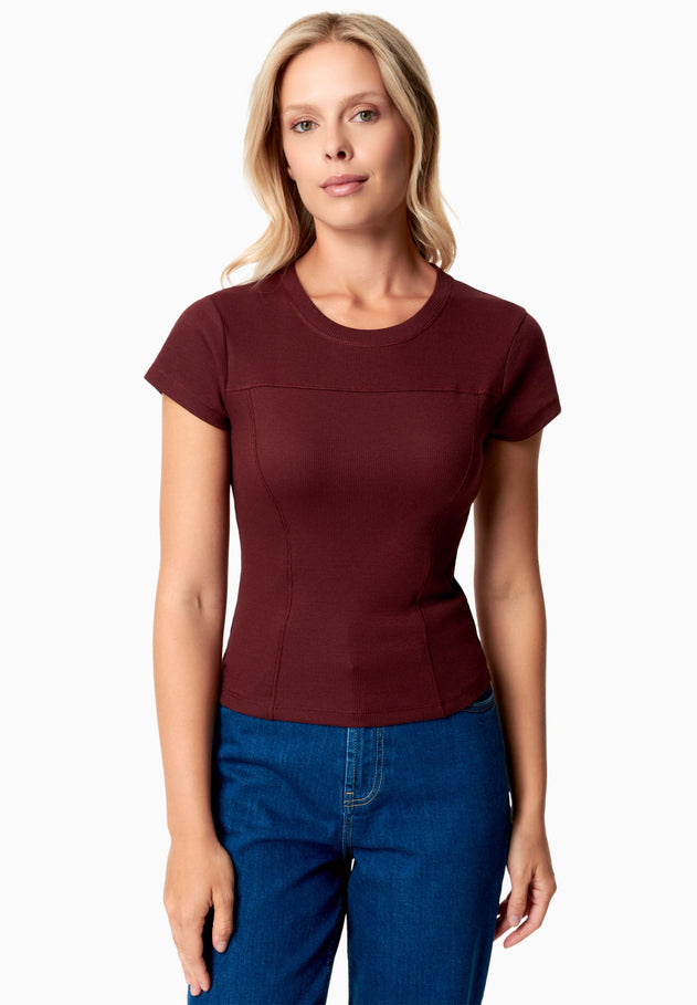 Tillda Ribbed T-Shirt Bordeaux