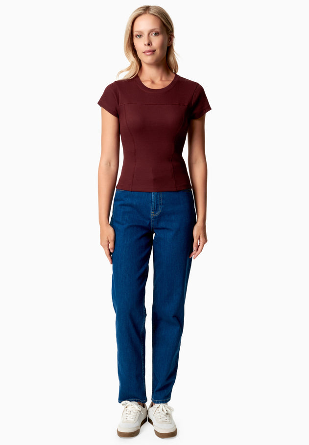 Tillda Ribbed T-Shirt Bordeaux
