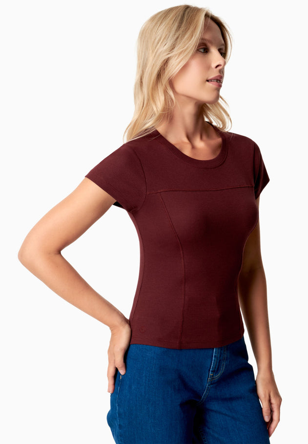 Tillda Ribbed T-Shirt Bordeaux
