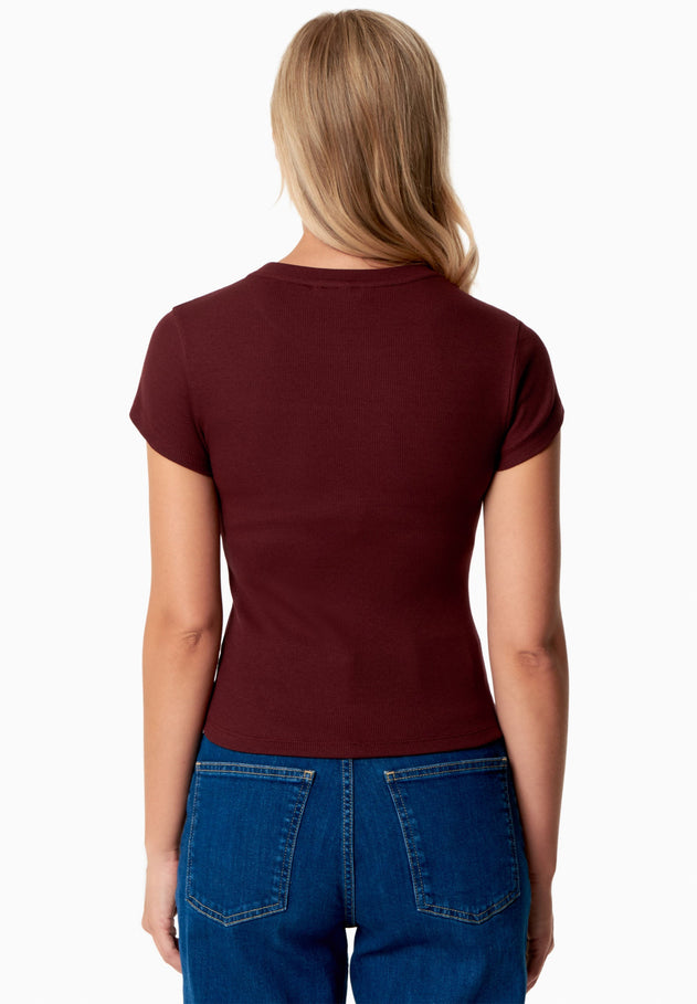 Tillda Ribbed T-Shirt Bordeaux