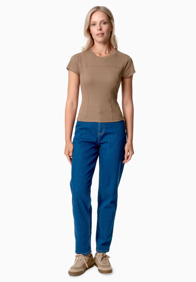 Tillda Ribbed T-Shirt Beige