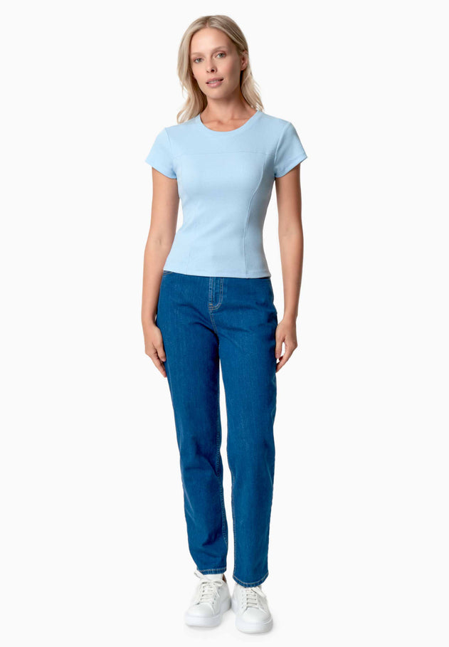 Tillda Ribbed T-Shirt Light Blue