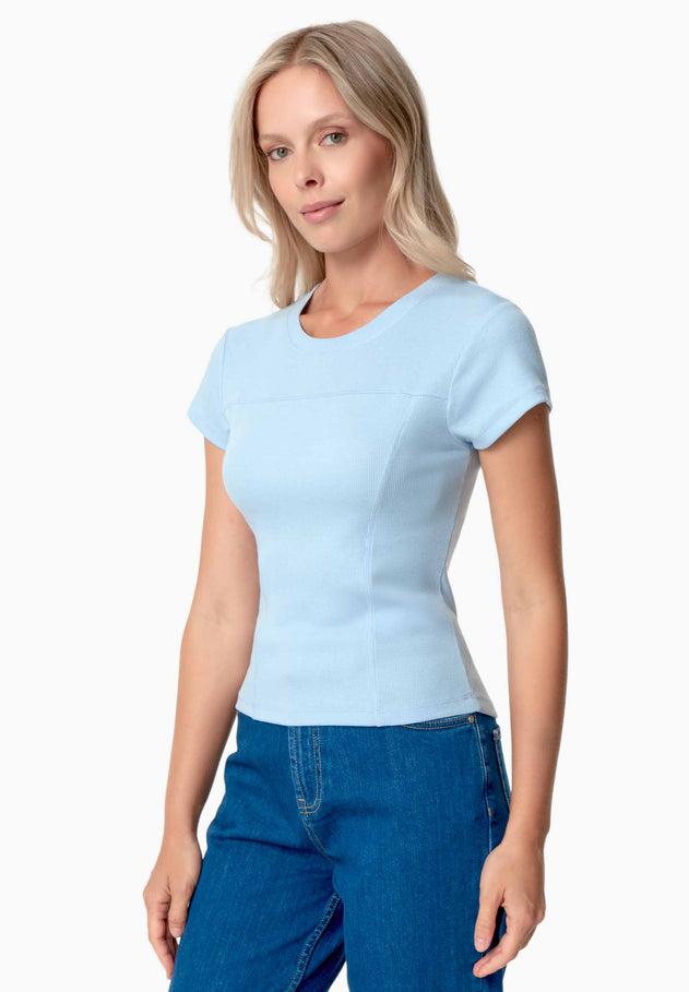 Tillda Ribbed T-Shirt Light Blue