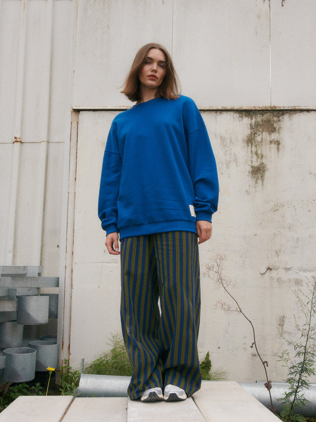 Stripy Seersucker Pants Green/Blue