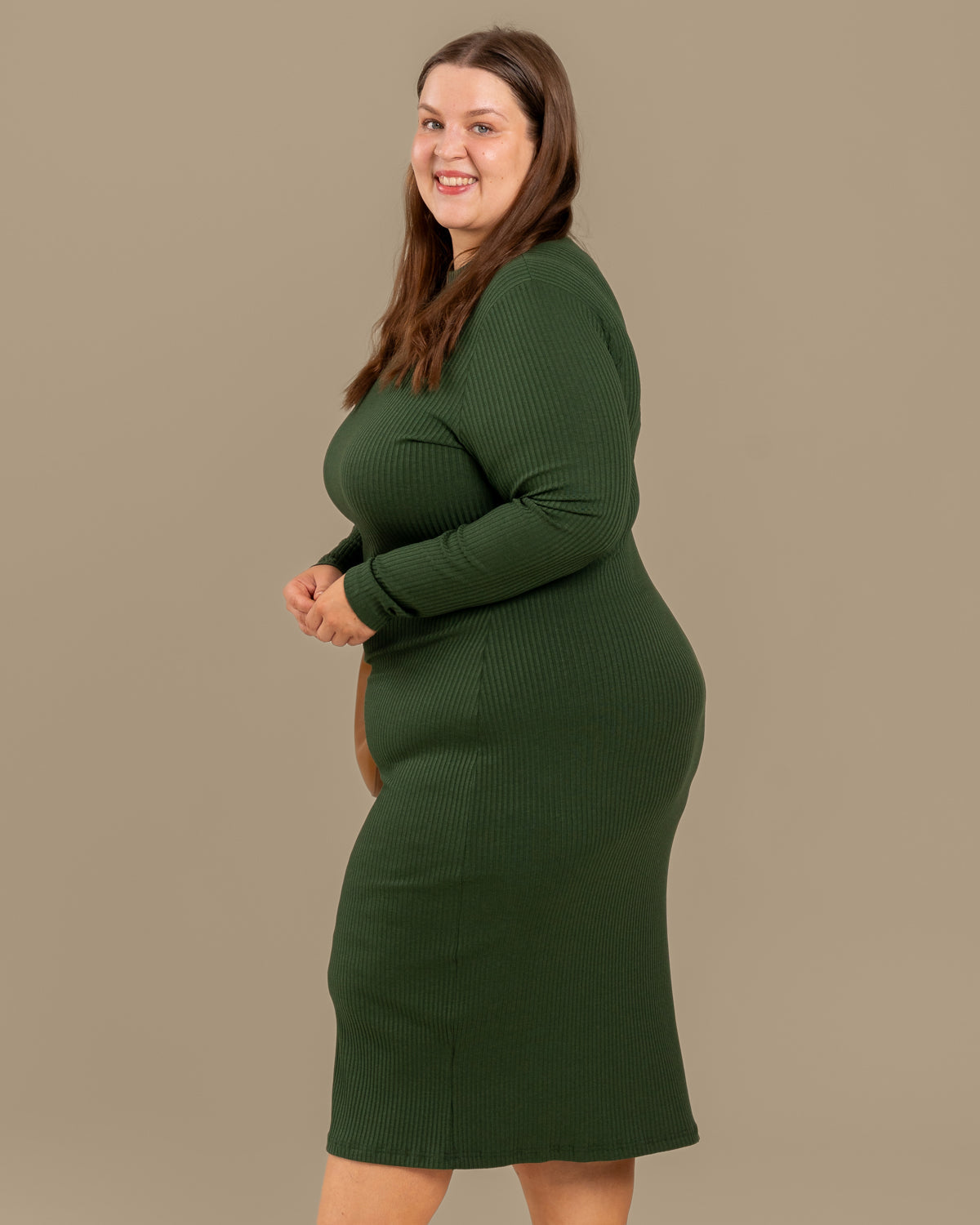 Ribbed Dress Forest Green