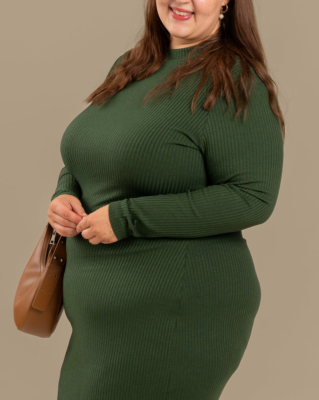 Ribbed Dress Forest Green