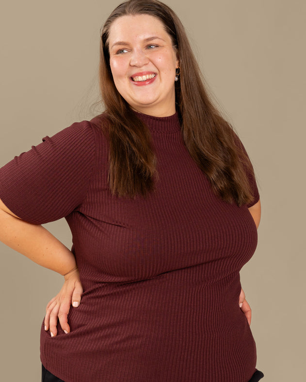 Ribbed T-Shirt Burgundy