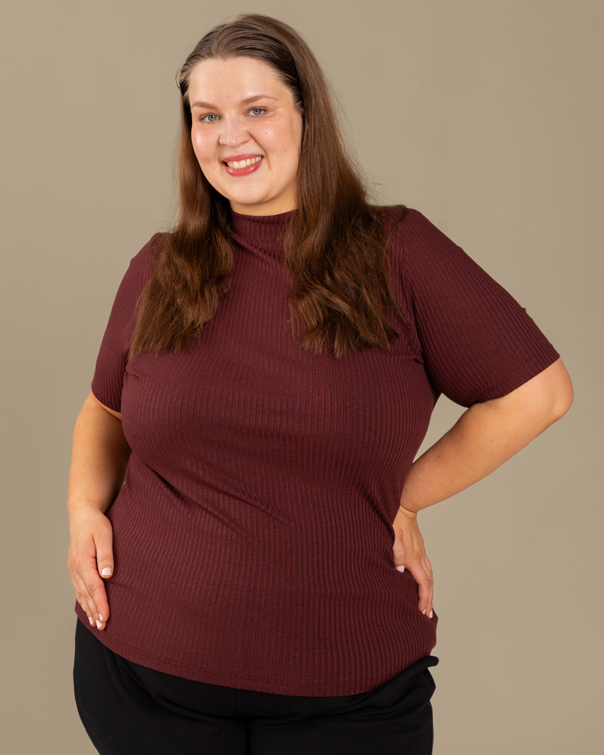 Ribbed T-Shirt Burgundy