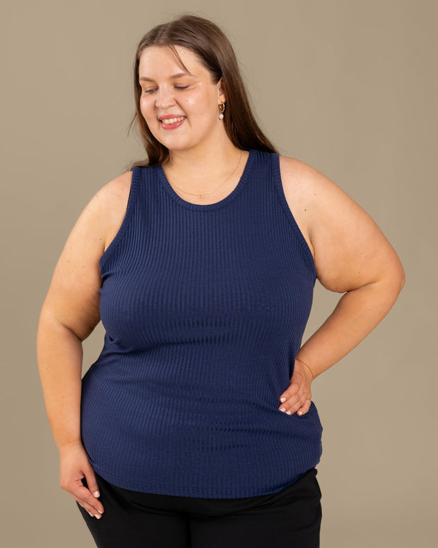 Ribbed Top Ocean Blue