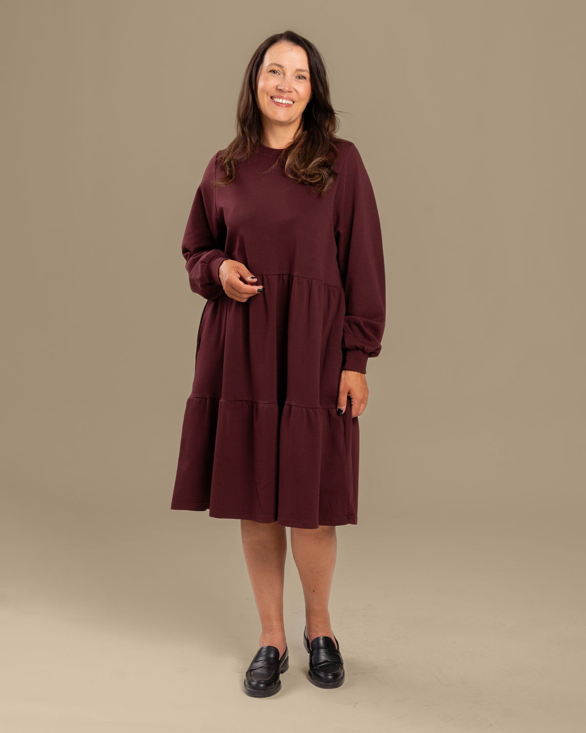 Long Sleeved Dress Burgundy