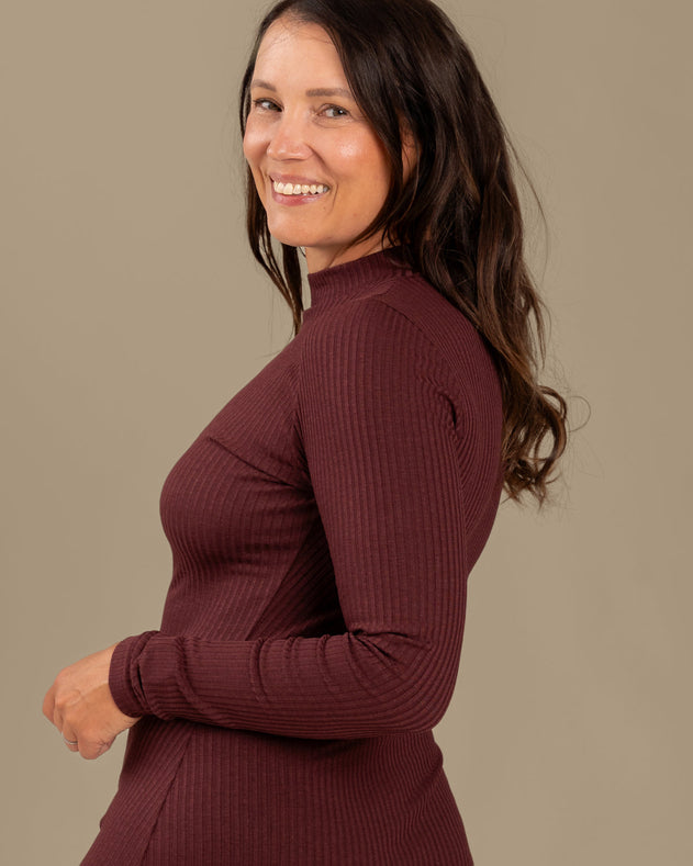 Ribbed Dress Burgundy