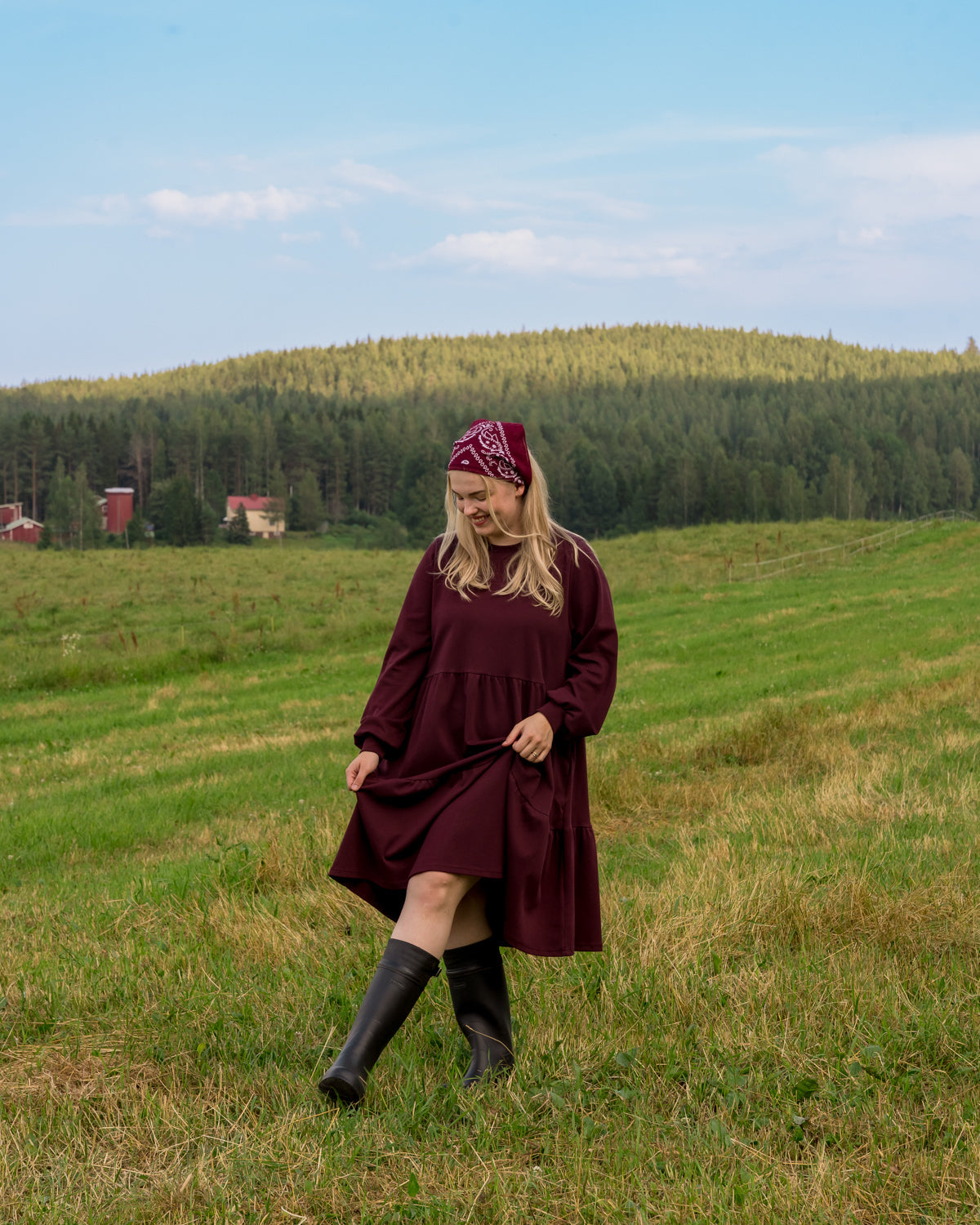 Long Sleeved Dress Burgundy