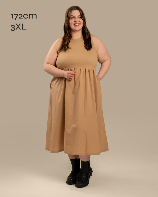 Poplin Top Dress Beige