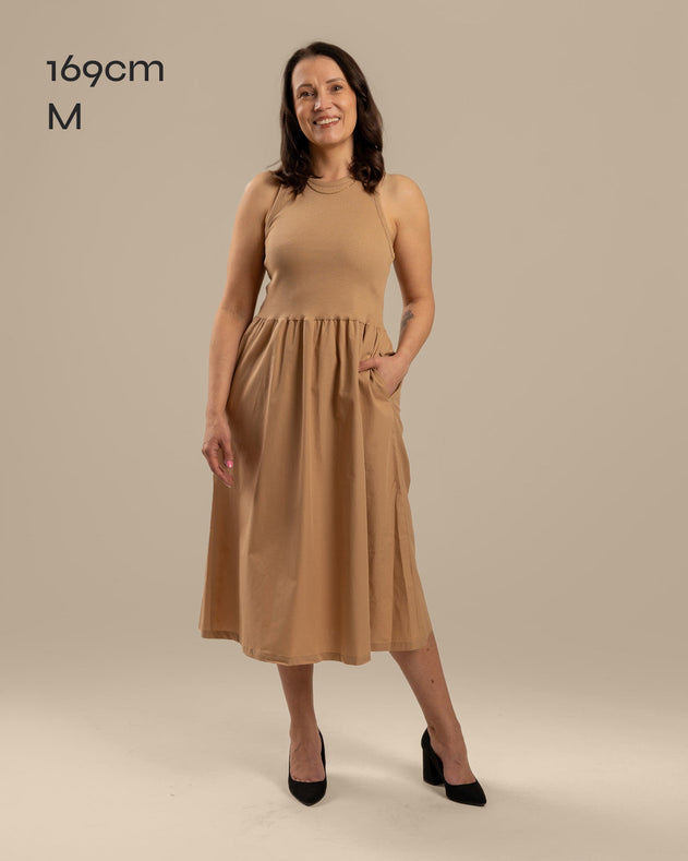 Poplin Top Dress Beige
