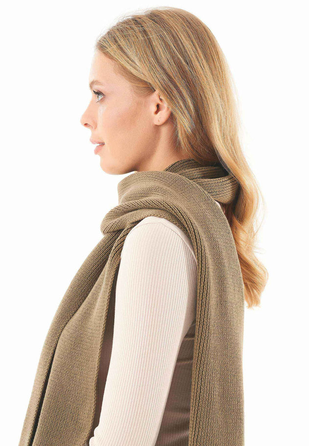 Knitted Organic Cotton Scarf Olive Oil