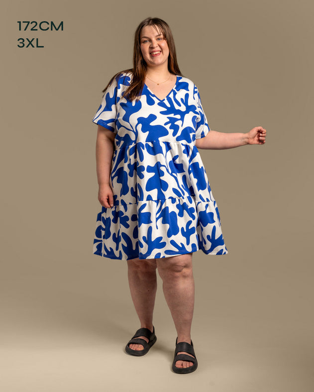 V-Neck Midi Dress Como Blue