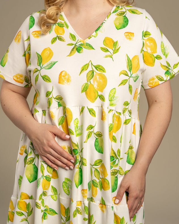 V-Neck Midi Dress Limone Yellow