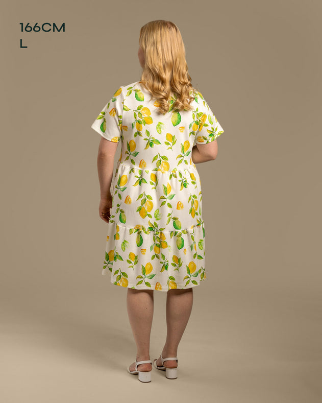V-Neck Midi Dress Limone Yellow