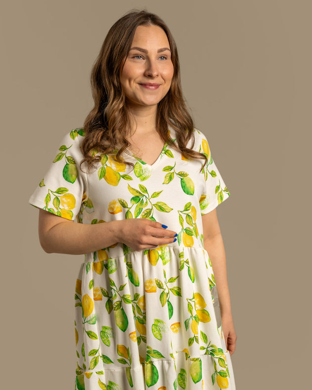 V-Neck Midi Dress Limone Yellow