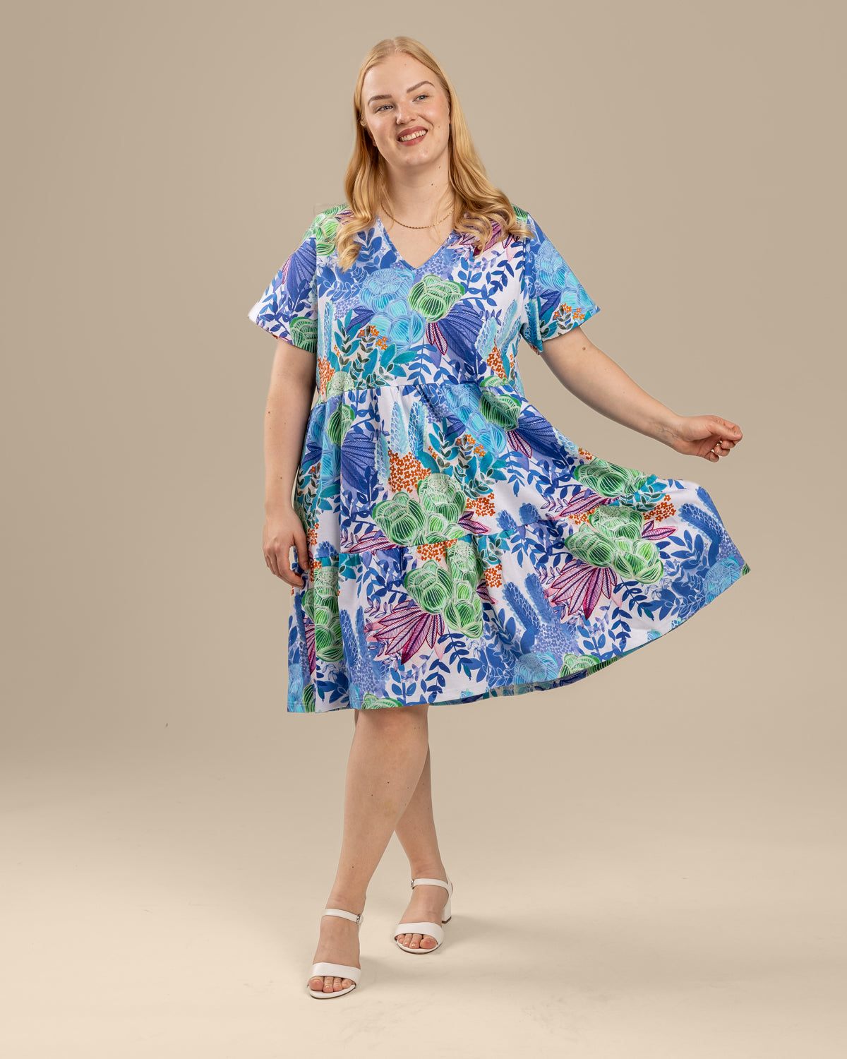 V-Neck Midi Dress Kedolla Blue