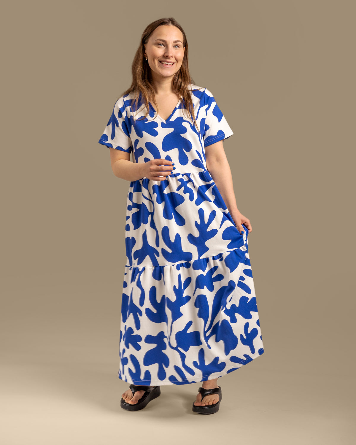 V-Neck Maxi Dress Como Blue